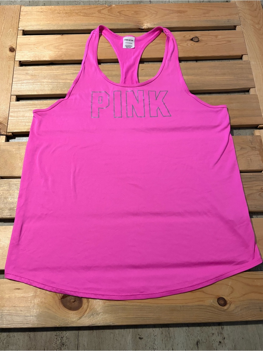 Vs pink ultimate Tank  size Small Neon Pink With Silver Logo Gym Athletic Y2K